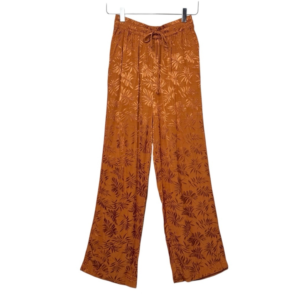 L*Space In Your Dreams Rust Floral Satin Lounge Resort Pants Pajama Sz S - Picture 2 of 13